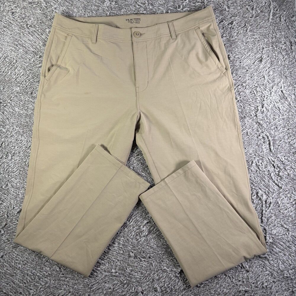 Huk Performance Pants Mens 40 Beige Stretch Fishing Chino Utility Recycled Hook